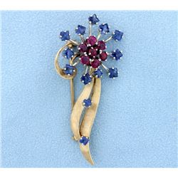 Ruby and Sapphire Pin