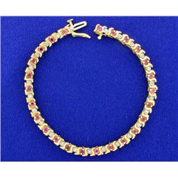 Diamond and Ruby Tennis Bracelet