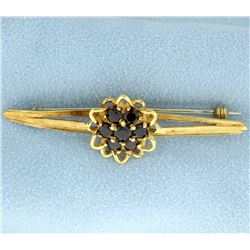 Vintage 18k Yellow Gold and Garnet Pin