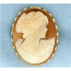 Vintage 14k Yellow Gold Cameo Pin