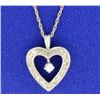 Image 1 : 14K White Gold Diamond Heart Pendant on Chain