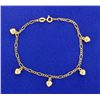 Image 1 : Figaro Chain Bracelet with 5 Dangling Hearts