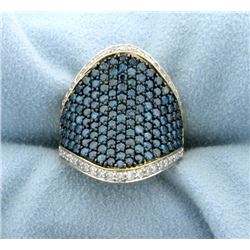 4ct Total Weight Blue & White Diamond Ring