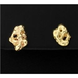 14K Yellow Gold Nugget Earrings