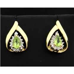 Peridot and Diamond Earrings