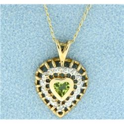 Peridot & Diamond Heart Necklace