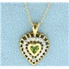 Image 1 : Peridot & Diamond Heart Necklace