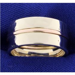 Italian Made Hand Pounded Rose and White Gold Band Ring