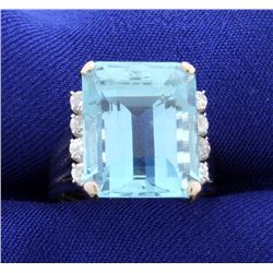 10ct Aquamarine and Diamond Ring