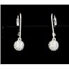 Image 1 : White Sapphire Pave Dangle Ball Earrings set in Sterling Silver