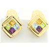 Image 1 : Multi-Color Gemstone 14K French Back Post Earrings