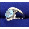 Image 2 : 18k 3ct Sky Blue Topaz Ring