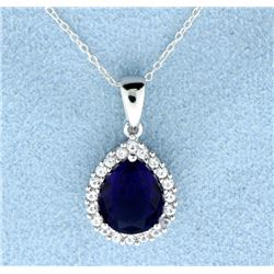 Sterling silver pendant with Lab Sapphire