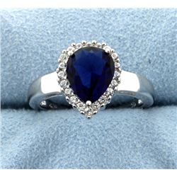 Sterling silver ring with Lab Sapphire