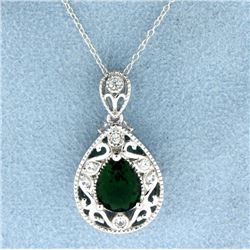 Sterling silver pendant with Lab Emerald