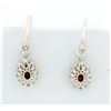 Image 2 : Vintage Style Garnet Dangle Earrings in Sterling Silver