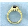 Image 3 : Halo Style Citrine Ring in 14k Yellow Gold over Sterling Silver Mounting