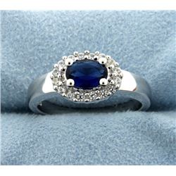 Sterling silver ring with Lab Sapphire