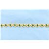 Image 1 : Fabulous Victorian Design Emerald and Diamond Bracelet in 14k Gold