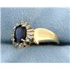 Image 2 : Sapphire & Diamond 10k Yellow Gold Diamond Ring