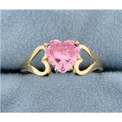 Pink Heart 14k Yellow Gold Ring