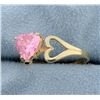 Image 2 : Pink Heart 14k Yellow Gold Ring
