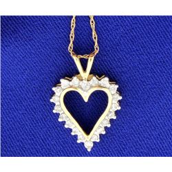 Diamond Heart with 21 Brilliant Cut Diamonds in a 10K Yellow Gold Pendant