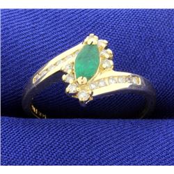 Emerald & Diamond 14K Ring