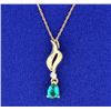 Image 1 : 10K Crested Synthetic Emerald & Diamond Pendant