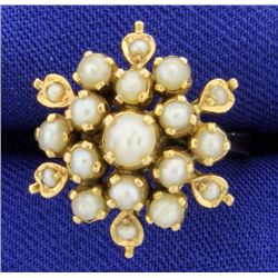 18K Yellow Gold Antique Pearl Ring