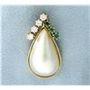 Image 1 : Diamond, Emerald, & Pearl Pendant