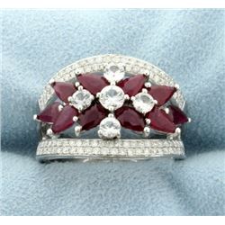 18k Ruby, Diamond, and White Sapphire Fashion Ring