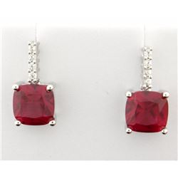 Sterling silver earrings with Lab Ruby