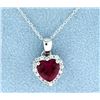 Image 1 : Sterling silver pendant with Lab Ruby