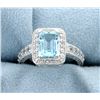 Image 1 : Halo Style Sky Blue Topaz Ring in a Vintage Style Sterling Silver  Mounting