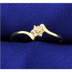 10K Yellow Gold Diamond Flower ring