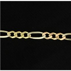 19 Inch Italian Made Rose, White, and Yellow Figaro Chain