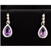 Image 1 : Amethyst & Diamond Dangle Earrings