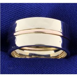 Italian Made Hand Pounded Rose and White Gold Band Ring