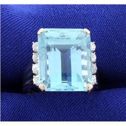 10ct Aquamarine and Diamond Ring