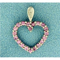 Pink Topaz & Diamond Heart Pendant