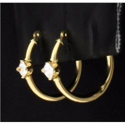 14K Hoop Earrings with CZ's