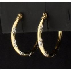 White and Yellow Gold Hoop Earrings