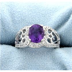 Vintage Style Amethyst Ring Mounted in Sterling Silver