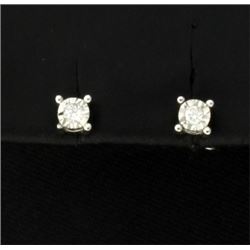 Diamond Stud Earrings in Sterling Silver