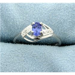 1/2 ct Tanzanite and Diamond Sterling Silver Ring