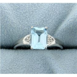 Blue Topaz and Diamond Ring in Sterling Silver