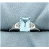 Image 1 : Blue Topaz and Diamond Ring in Sterling Silver
