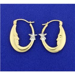 Moon & Star Hoop Earrings