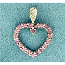 Pink Topaz & Diamond Heart Pendant